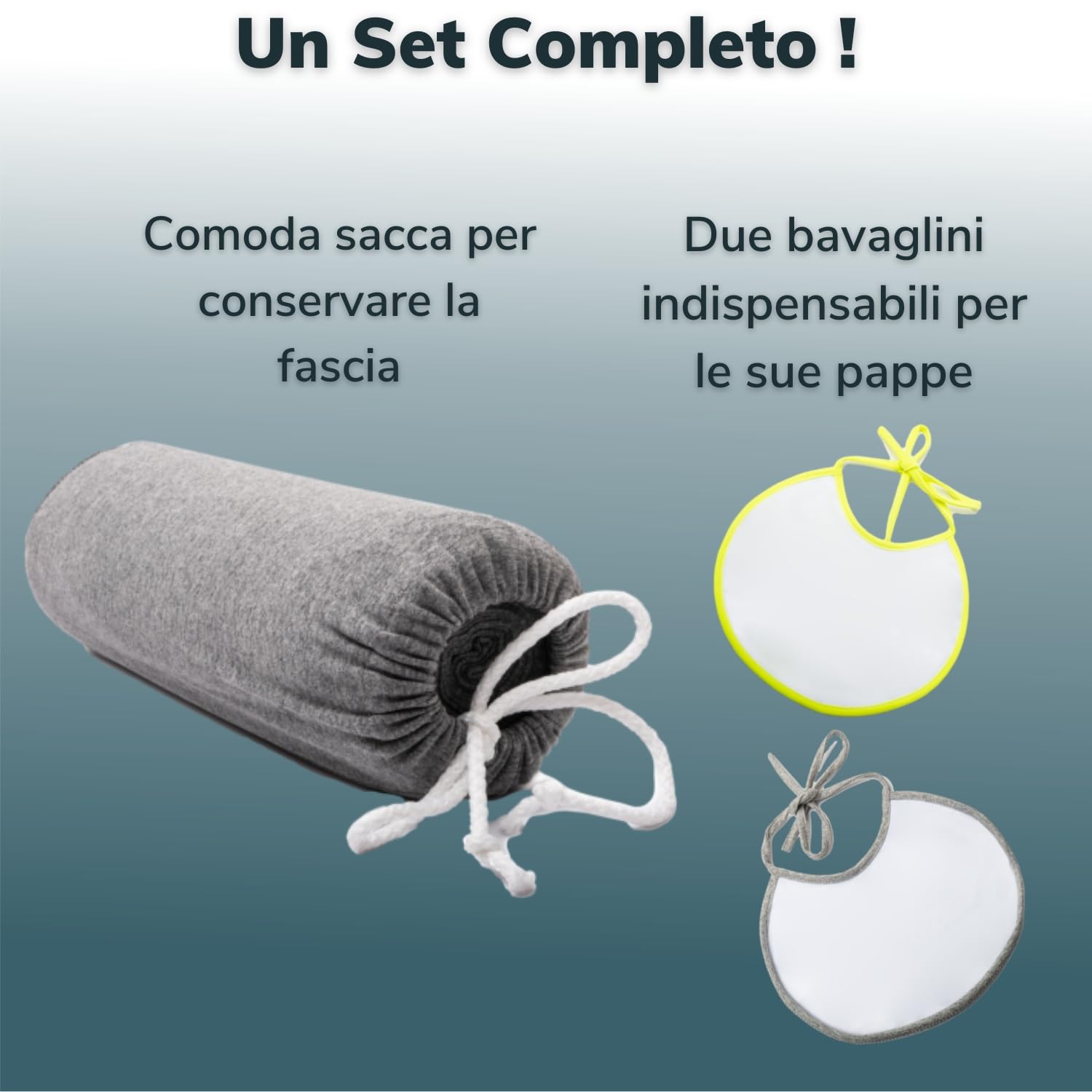 Fascia Neonato (100% Made In Italy) Con 2 BAVAGLINI INCLUSI, Fascia Porta Bebe In Cotone Organico, Fascia Neonato Porta Bebe In Tessuto Morbido, Leggero, Traspirante, Adatta Fino A 15 Kg
