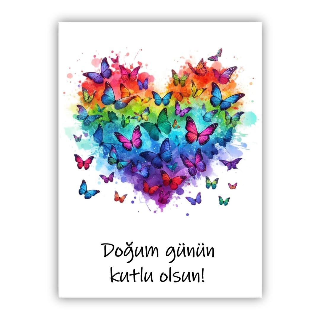 Multilingual Birthday Card – “Happy Birthday” in different languages | Rainbow Heart Design | Festive Greeting Card for All Ages (• Turkish: Doğum günün kutlu olsun)