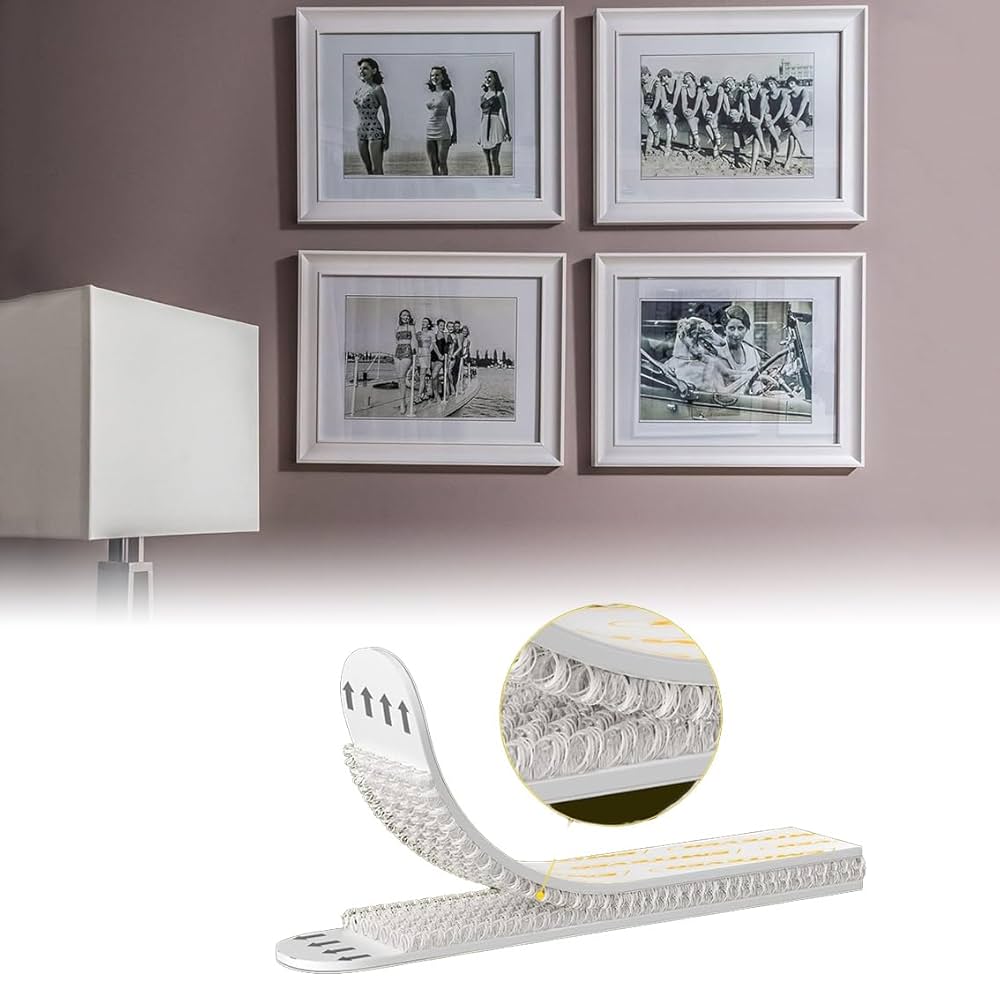 UBRAVE 12 Paia Strisce Appendiquadri - Adesive, Rimovibili Senza Residui, Per Cornici Fino A 7.2kg