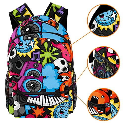 Mochila escolar de música con compartimento acolchado para ordenador portátil 15" 3