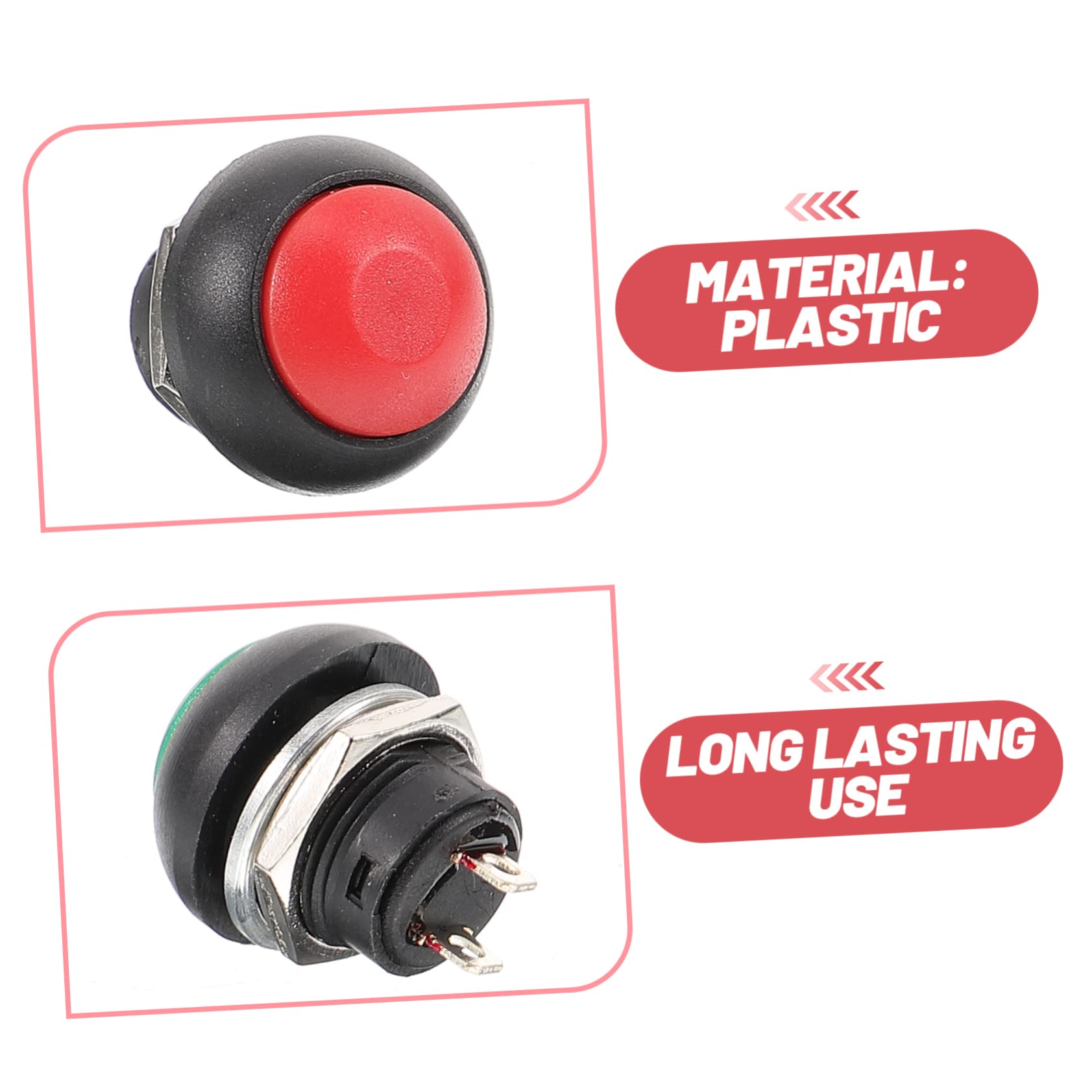 HOMSFOU 50pièces Bouton De Sonnette Auto-réinitialisant Étanche Kit De Boutons Rouges Verts Pour Remplacement Facile Les Bureaux Écoles Et Événements Pour Utilisation Sans Pression