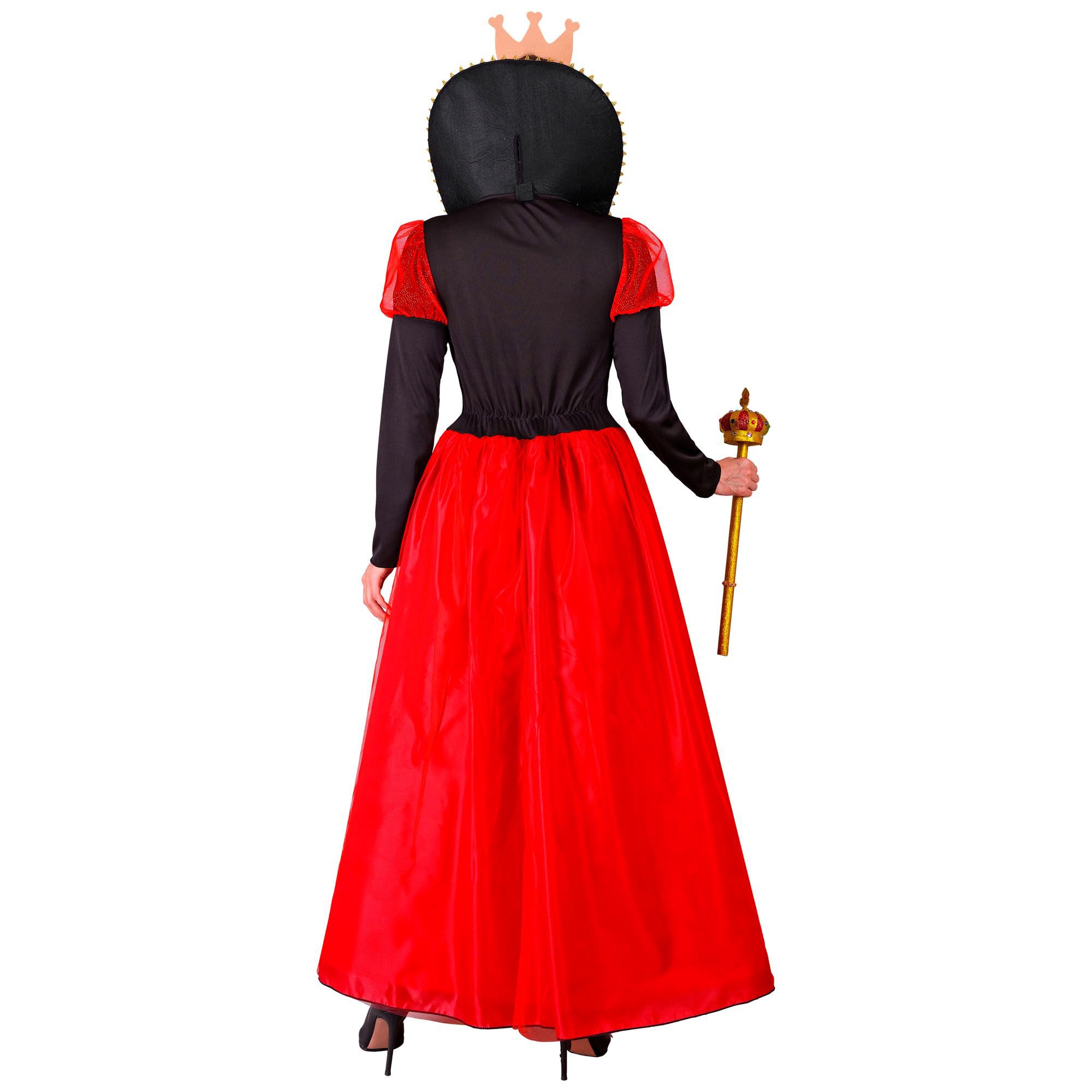 W WIDMANN MILANO Party Fashion - Disfraz de Reina de Corazones para mujer | Con vestido y corona, disfraz de cuento de hadas para Carnaval, fiestas temáticas y representaciones teatrales
