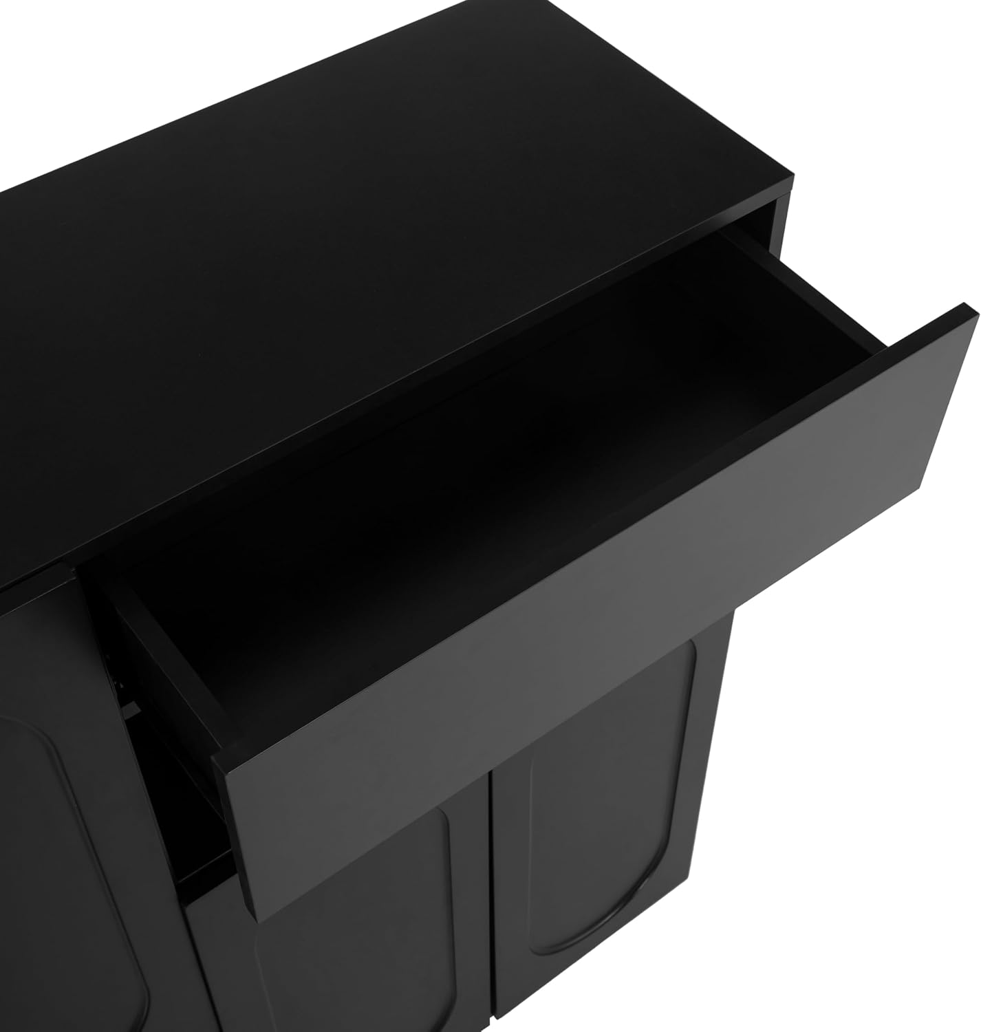 PILLOBOX 2-in-1 Shoe Cabinet and Bench with Soft Cushion, Multi-Purpose Shoe Organizer, Adjustable Shelves, Arched Doors & Rebound Devices, for Hallway or Living Room (Black + Particle Board+MDF)