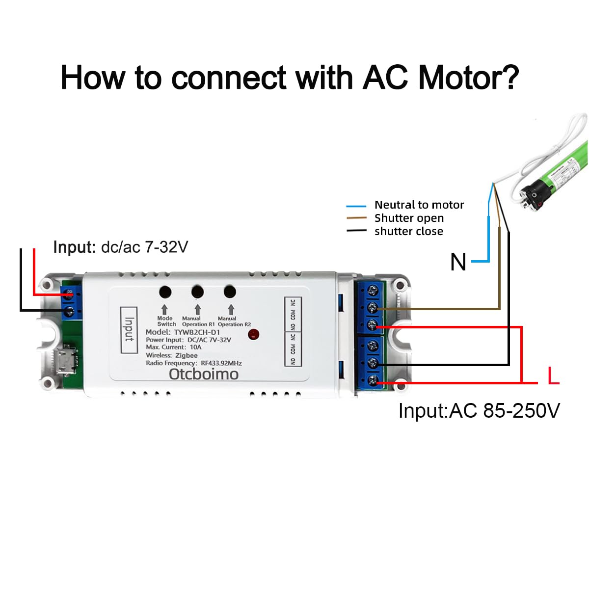 Zigbee Contrôleur d'actionneur linéaire électrique, 2 Ch DC12 V 24 V Interrupteur relais | Tuya Zigbee Passerelle requise, interrupteur de sortie passif à contact sec compatible avec Alexa et Google Home