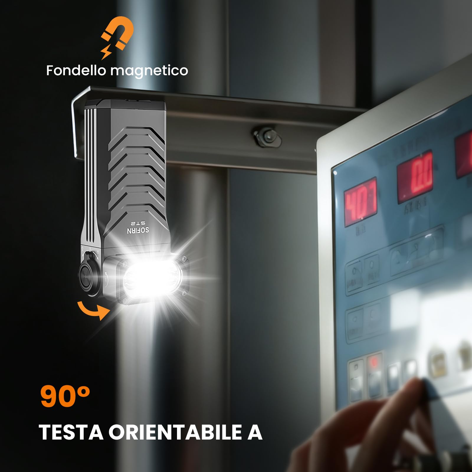 Sofirn ST2 EDC 3000LM LED torcia 3 in 1 luce bianca + 660 nm luce rossa + luce nera UV 365 nm ricaricabile USB-C, magnetica con clip, IPX6 per lavoro, officina, esterno