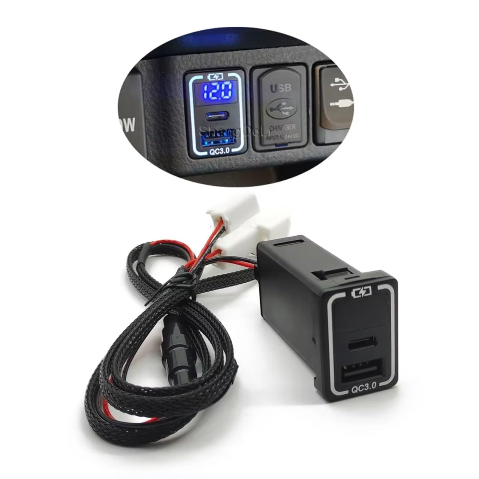 Porta USB Centrale Compatibile Con Toyota Per Camry Per Land Per Cruiser Car Dual QC3.0 Tipo C Auto Caricabatterie Telefono Auto Veicolo Rapido Porta USB