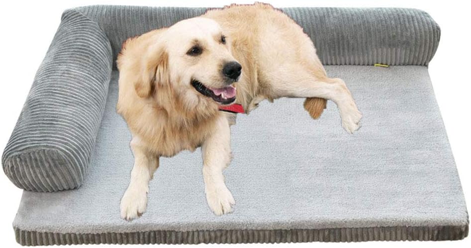 Corduroy Dog Bed High Density Sponge Dog Cushion Removable Washable Pet Bed for Small Dog Medium Large Red S (Red Large)
