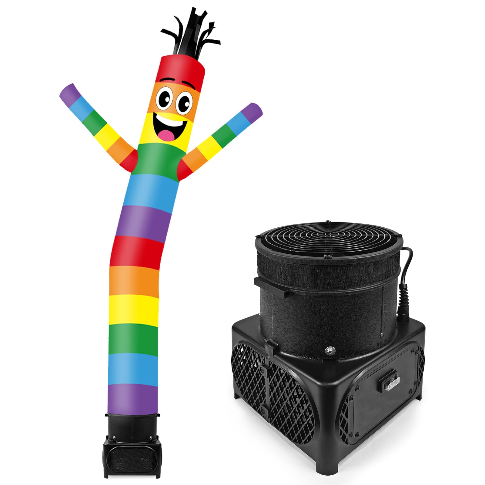Photo 1 of GOODENY 7FT Tall Inflatable Tube Man Wacky Wavy Dancing Guy with Weather-Resistant Blower (9''Diameter) for Outdoor Decoration Advertising Business Promotion - Rainbow