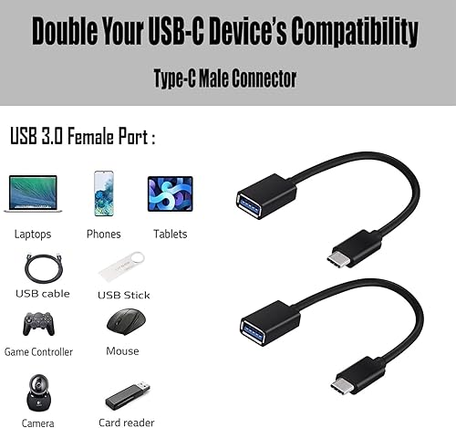 Miniatura 6 de Tek Styz OTG USB-C 3.0 Adapter (2 Pack) Compatible with Nothing Ear 1 to Quick Multi-Use Functions to Backup, Keyboard, mice, Thumb Drives, Saves,