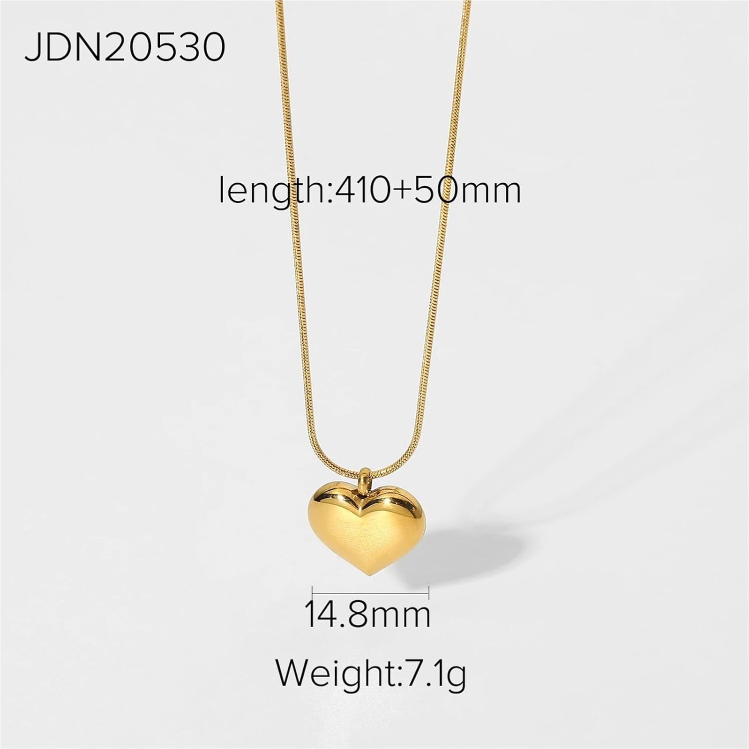 Collar Love Heart Pendant Necklaces For Women Flat Snake Chain Stainless Steel Jewelry 1Pcs