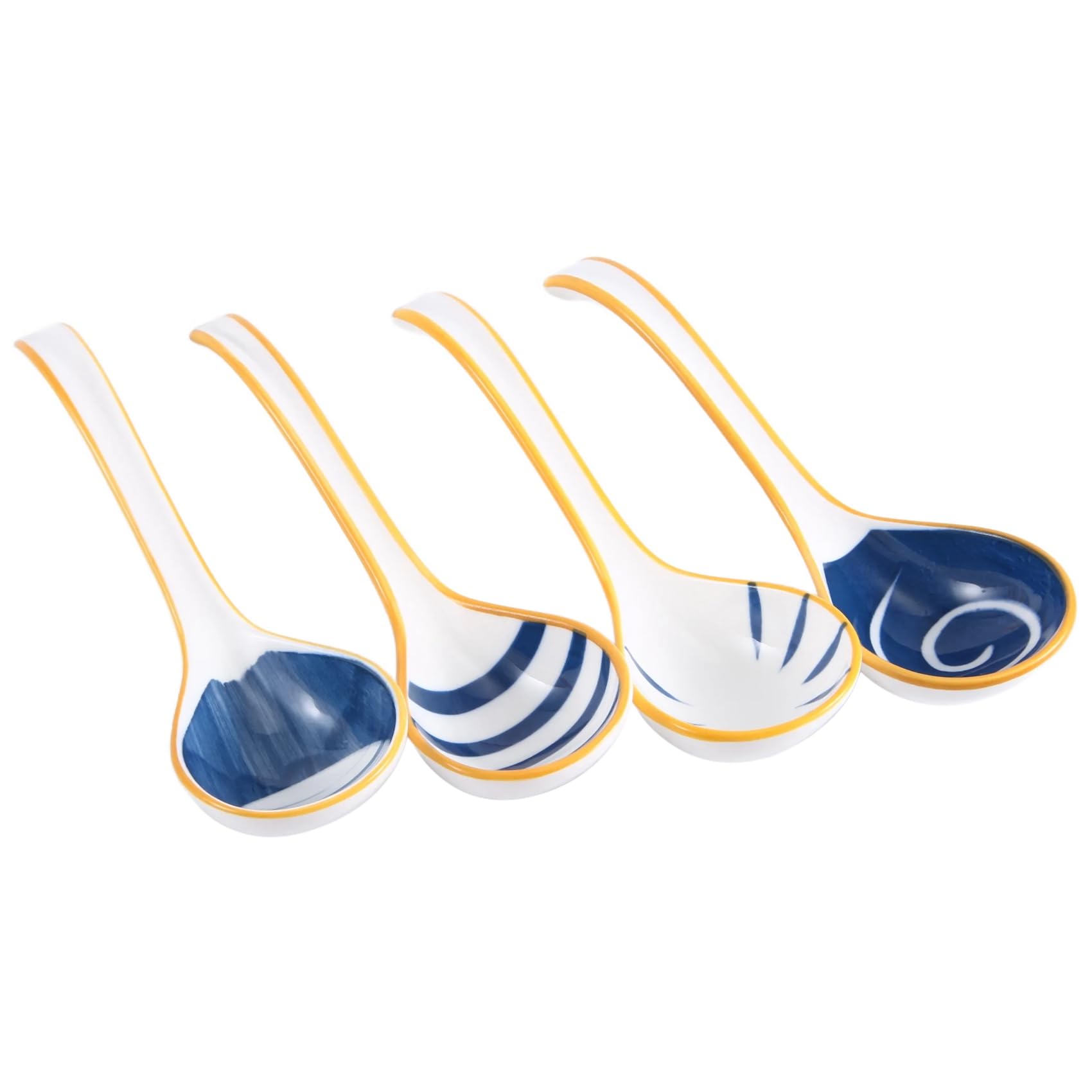 AWAOVV Ceramics Soup Spoons Set of Japanese Soup Spoon Long Handle Soup Spoons for Pho Ramen Noodles Wonton Dumpling Rice