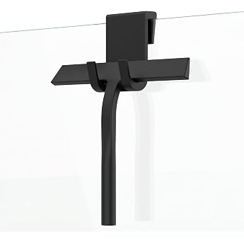 virea Shower Squeegee Silicone Black 23 cm with Holder | Windscreen squeegee, shower cubicle squeegee removes liquids without