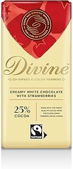 Divine White Chocolate With Strawberries, 90 g bar