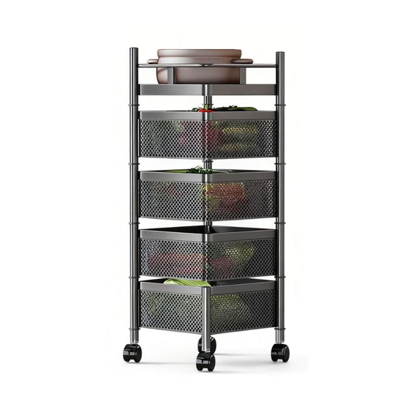 Cesta giratoria multicapa: accede fácilmente a tus frutas y verduras en casa