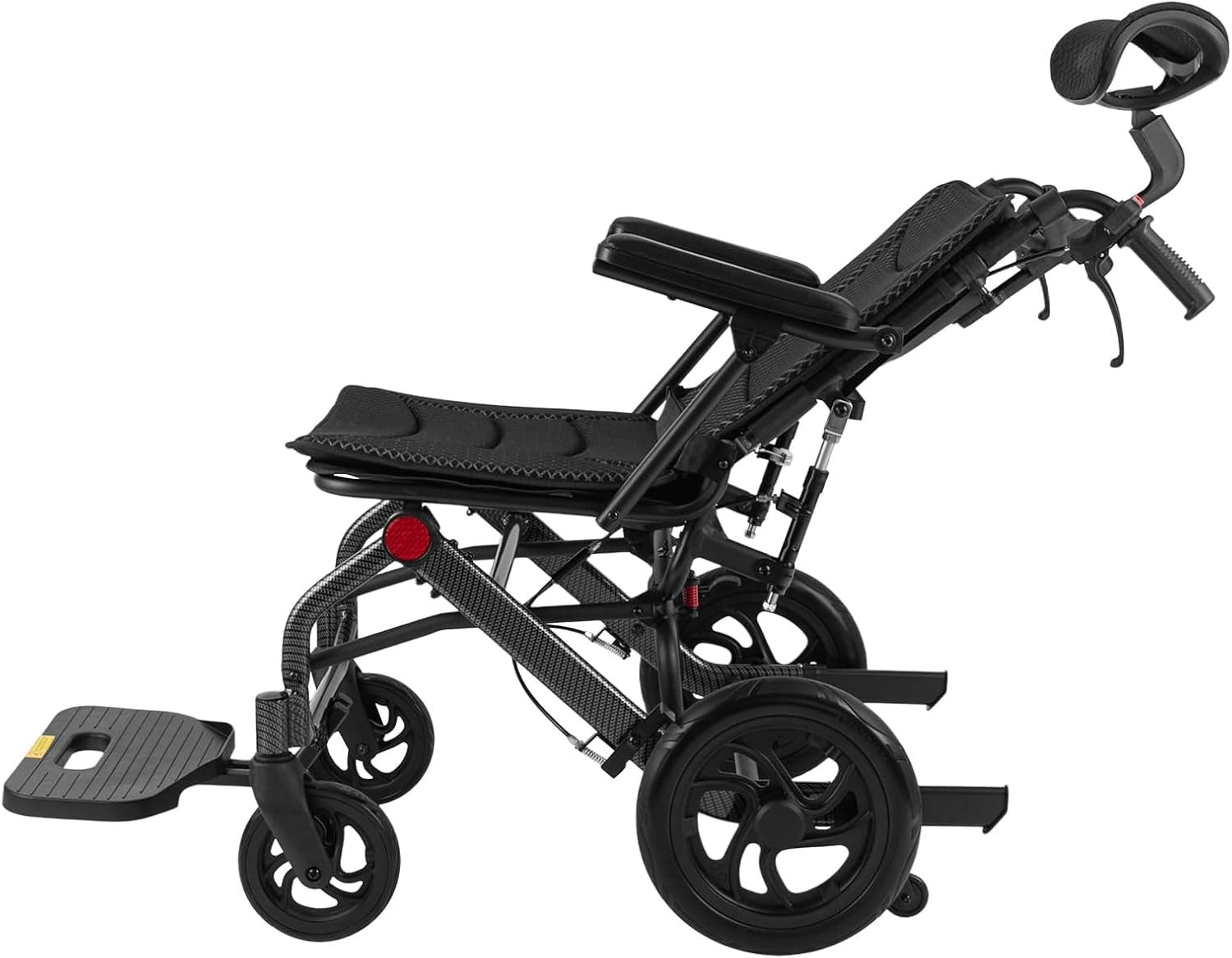 YGNVMCXJG Lightweight Foldable Wheelchair for Adults – Portable Transport Chair for Travel, Adjustable Reclining Backrest & Headrest