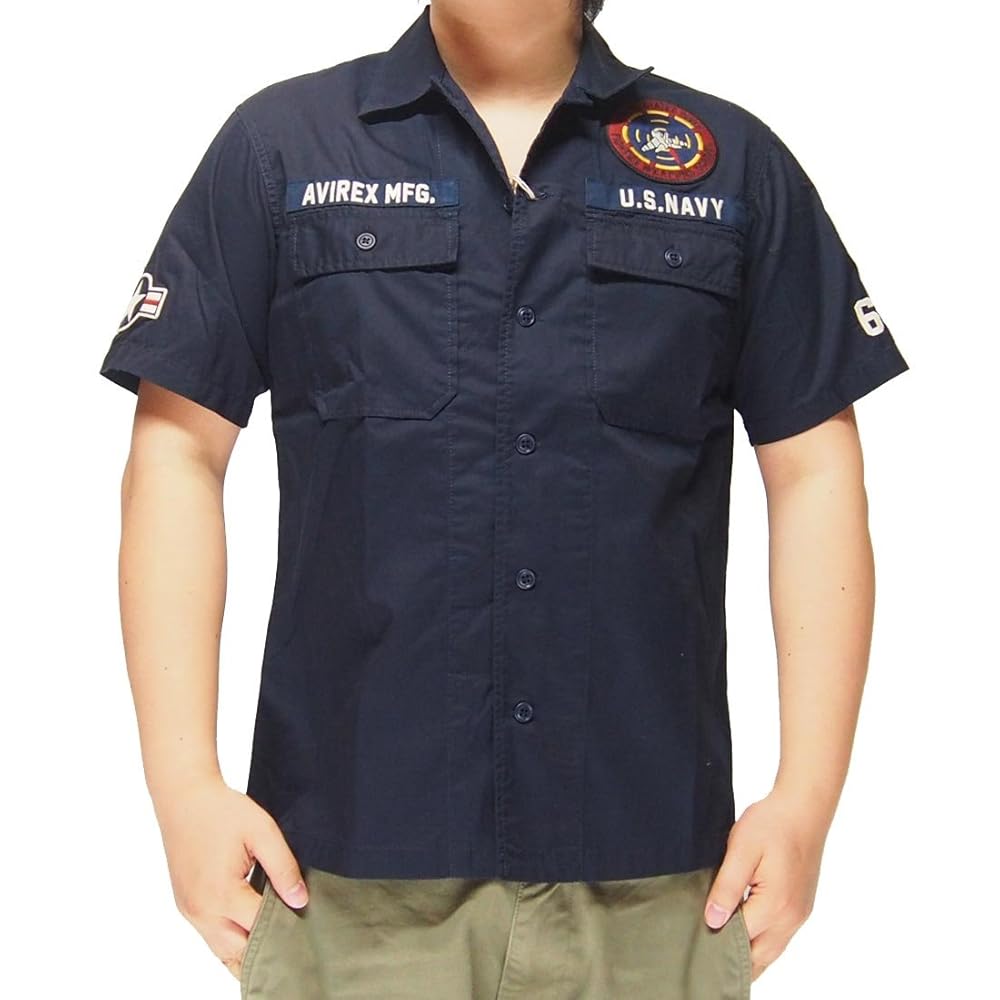 AVIREX[アヴィレックス] ストレッチ ジップ 半袖シャツ/6185107 Amazon.co.jp: [アヴィレックス] ストレッチ ジップ 半袖シャツ