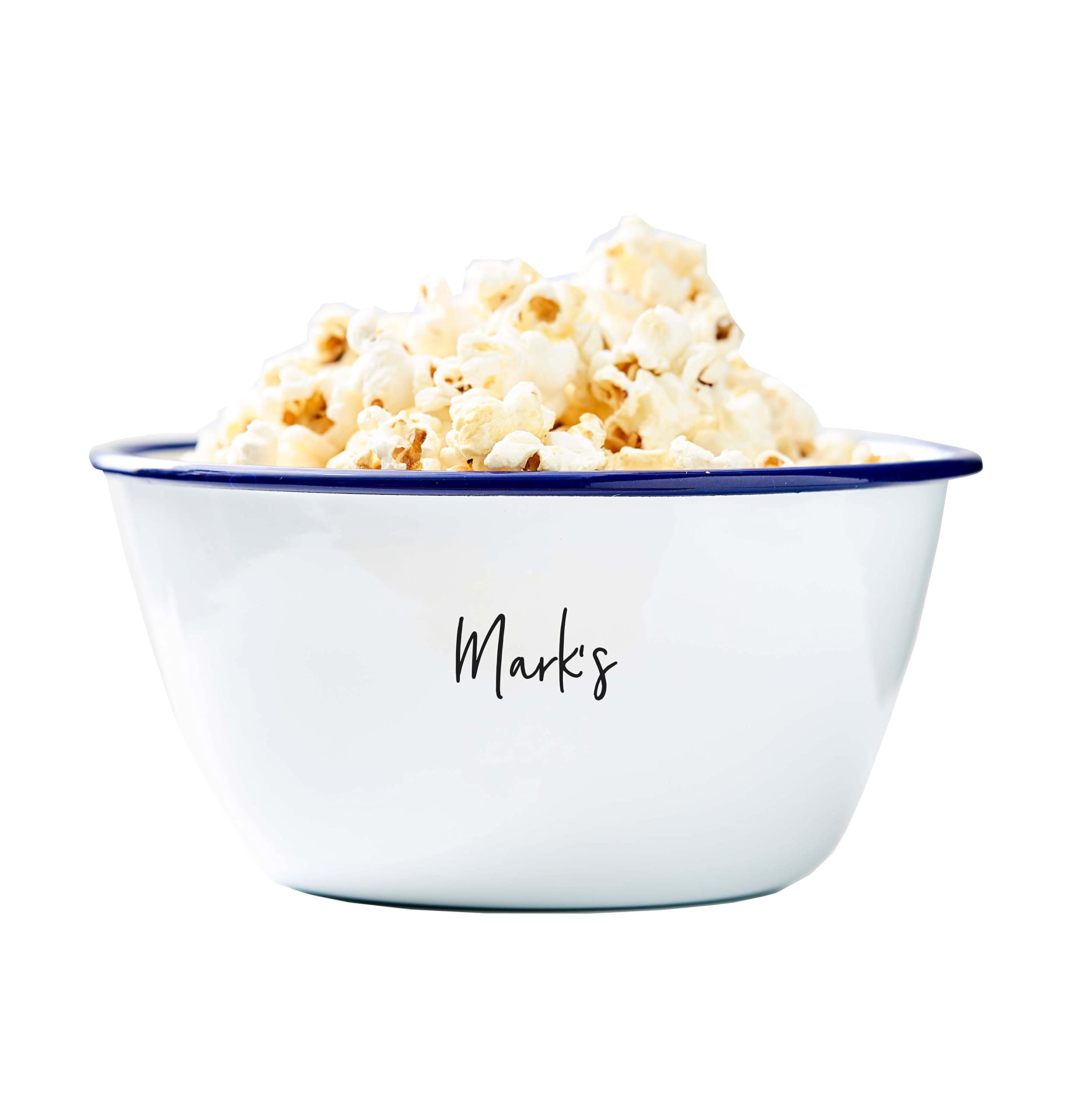Personalised Men's Popcorn Bowl/Birthday Gift For Him/Gift For Dad/Father's Day Gift (Large Bowl, Blue Rim)