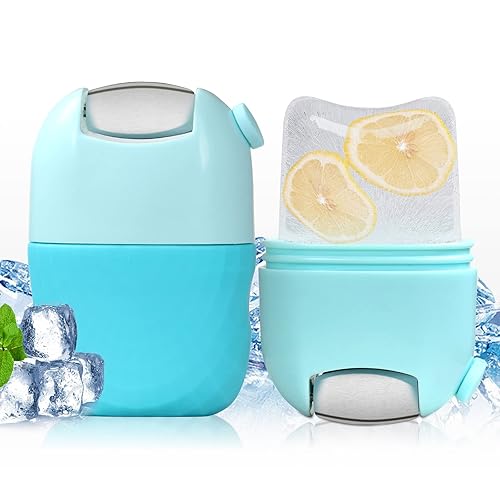 U-Shinein Rodillo facial de hielo, cubo de hielo y rodillo de metal, tratamiento facial reutilizable 2 en 1, alivio de la hinchazón de los ojos,