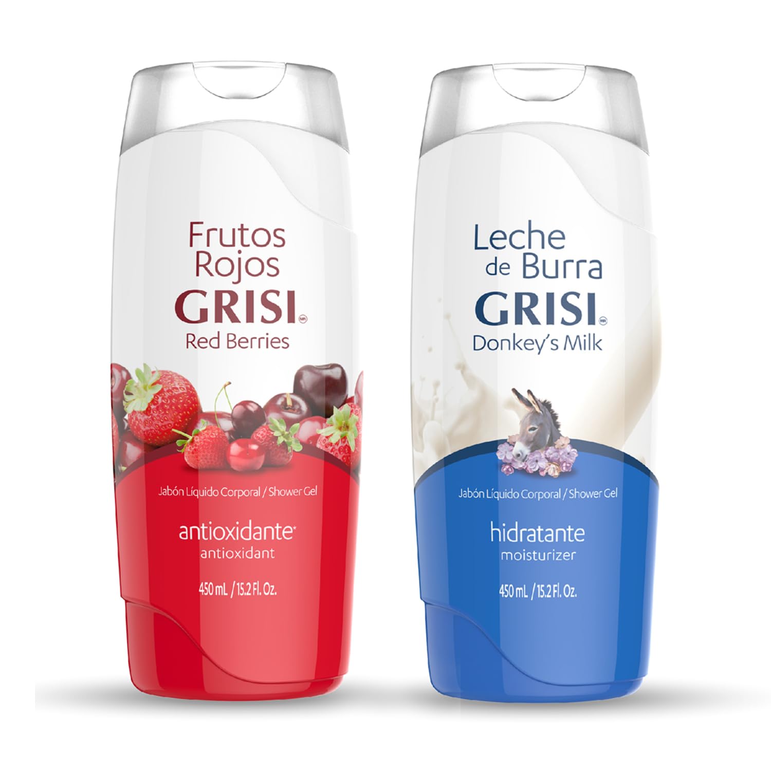 Leche de Burra. Shower Gel Grisi Mandarina 450 Ml color Blanco 450 ml pack ofpaquete de + Neutro Jabon Corporal Red Berry 450 ml 1 pieza
