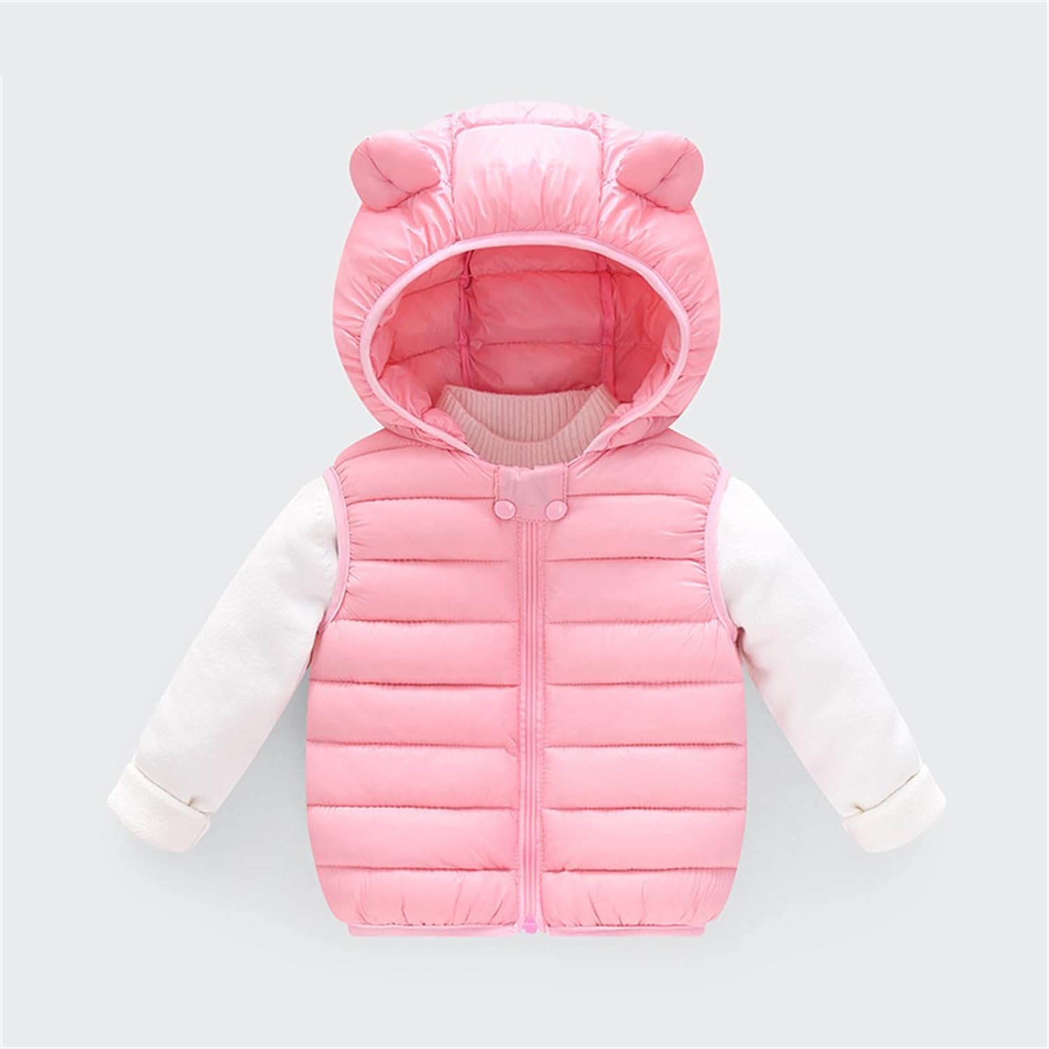 Cappotto Invernale per Neonati, Bambini, Neonati, Ragazze, Inverno Caldo, Senza Maniche, Orecchie da Orso, Gilet, Cappotti, Capispalla Imbottiti con Cappuccio