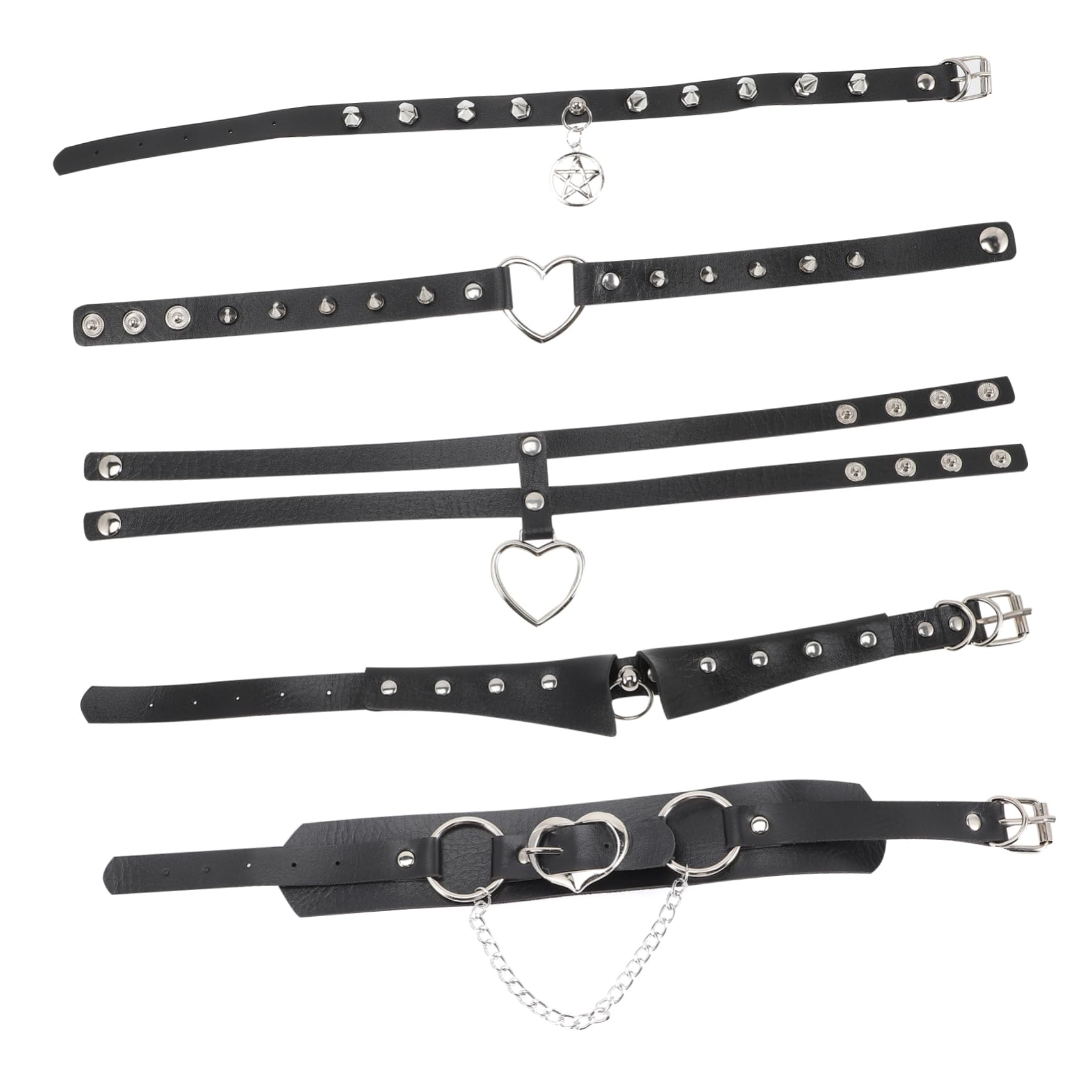 CHILDWEET 5pcs dark collar relationship necklaces couples neck chains Silver Halloween Pendant Necklace girl Gothic Necklace pirate party Necklace jewelry obx jewelry Miss pu alloy appendix