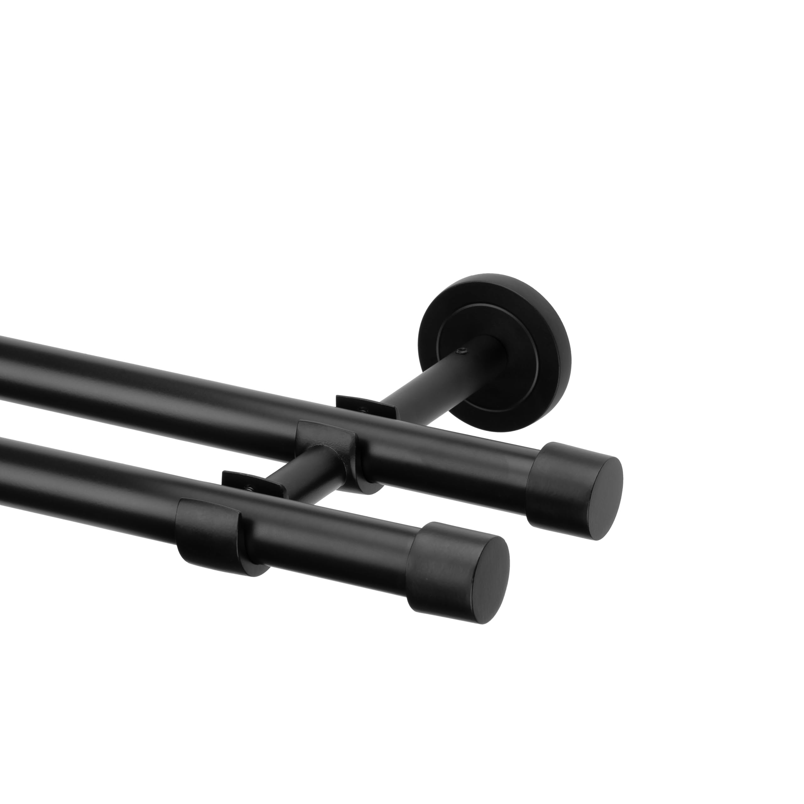 Ventanara Gardinenstange Schwarz Matt 200 Cm – 2-läufig Für Deckenmontage Mit Endstücken