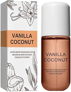 Perfume de vainilla y coco para el cuerpo y el cabello, 50 ml, fragancia duradera, nutritiva y refrescante para mujer, tamaño de viaje (A, 1 unidad)