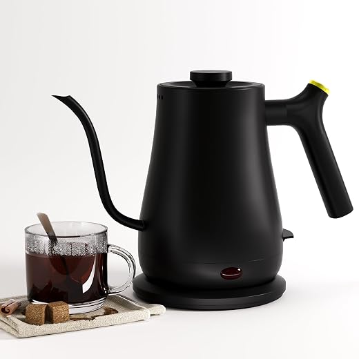Larmstom Electric Kettle Gooseneck,0.9L 1200W Tea Coffee Water Heater, 304 Stainless Steel Water Boiler Fast Heating with Auto Shut Off Boil-Dry Protection,30 fl oz
