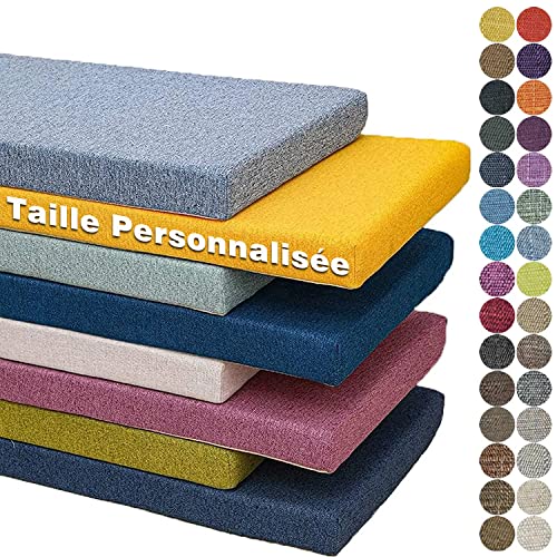 RCDPK Coussin Banc de Taille personnalisée,sur Mesure Coussin pour Banc,Coussin de Meubles en Mousse D'intérieur/Extérieur,Coussin de Banc avec Fond Antidérapant,Remplissage éponge 45D