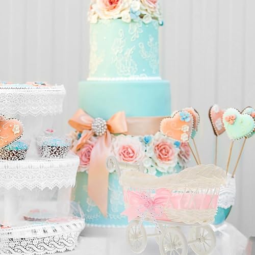 Miniatura 2 de Decoración de alimentos 2 piezas de mimbre para cochecito de bebé, cochecito de bebé, cesta de flores tejida para baby shower, centro de mesa,