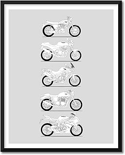 Triumph Motorcycle Inspired Poster Print Wall Art Handmade Best of Triumph Motorbikes History and Evolution of Triumph Generations for Bikers and Motorcyclists (11x14" Print (Unframed), Satin Paper)