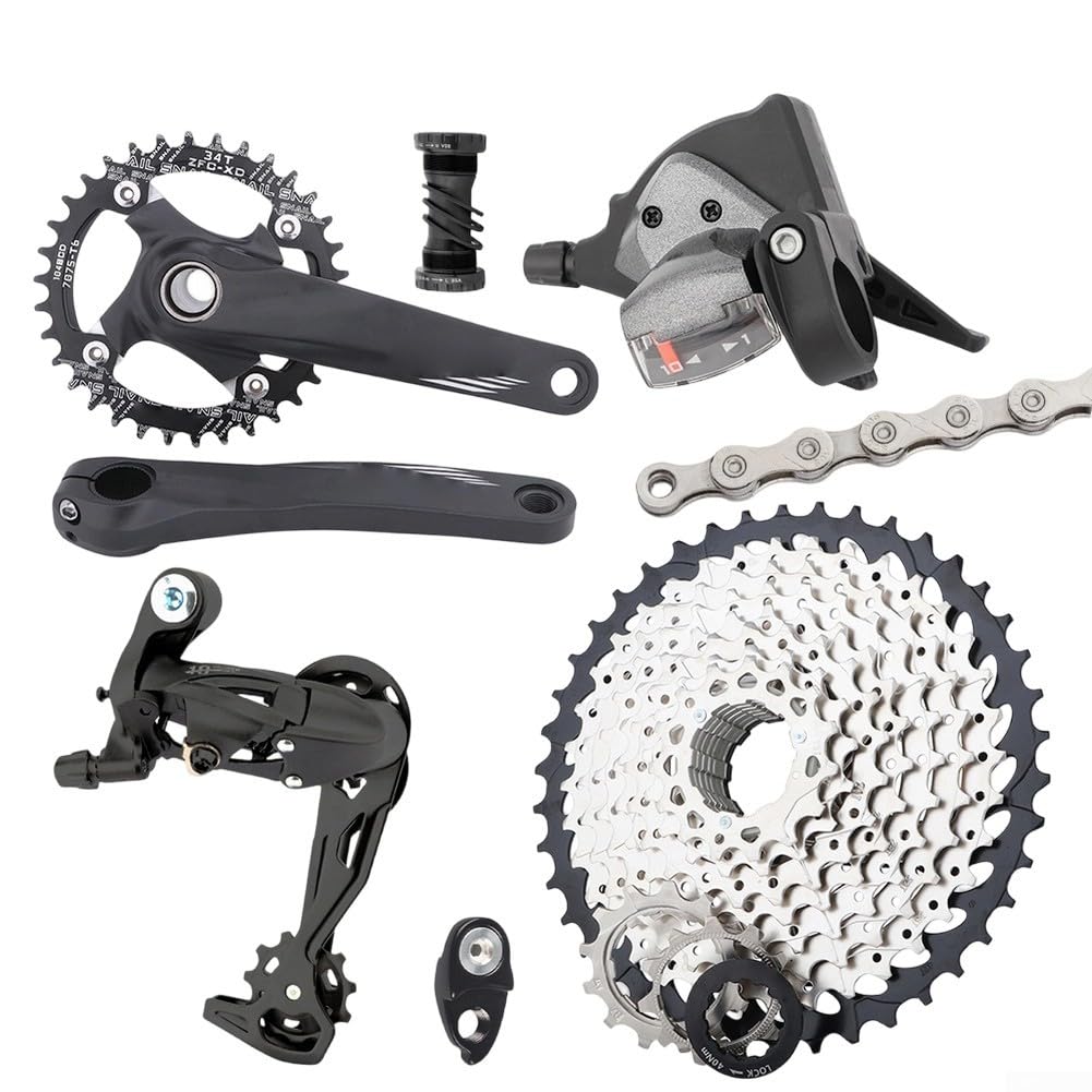 Juego de bielas huecas de 10 velocidades para bicicleta de montaña 32T 34T 36T con cambio de casete 46T y cadena para ciclismo todoterreno