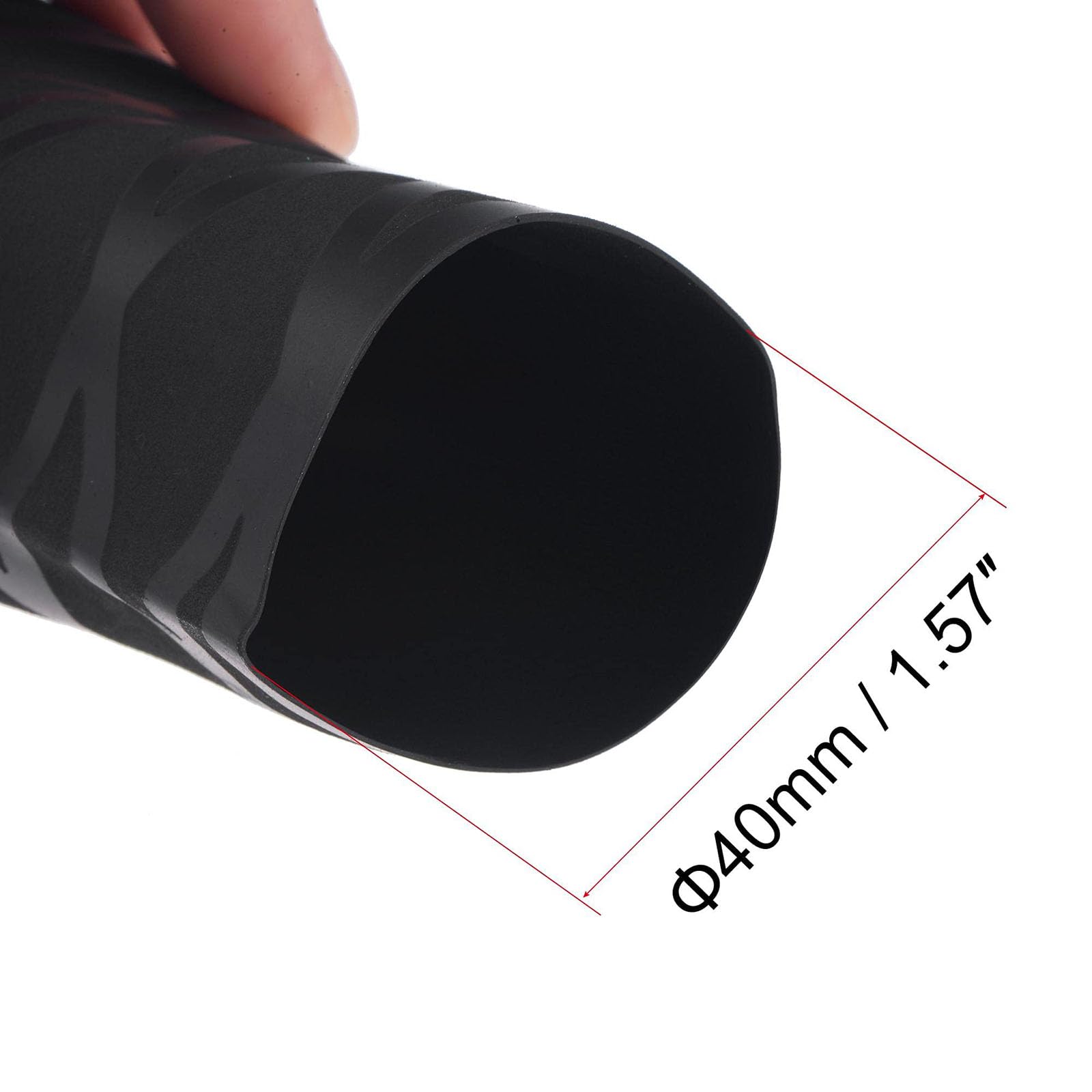 Gaine thermorétractable de 25 mm, 1 m de long, rapport 1,8:1, tube thermorétractable doublé adhésif pour isolation électrique, réparations, connecteurs de fils, câbles enroulés, noir [, 40 mm x 1 m)