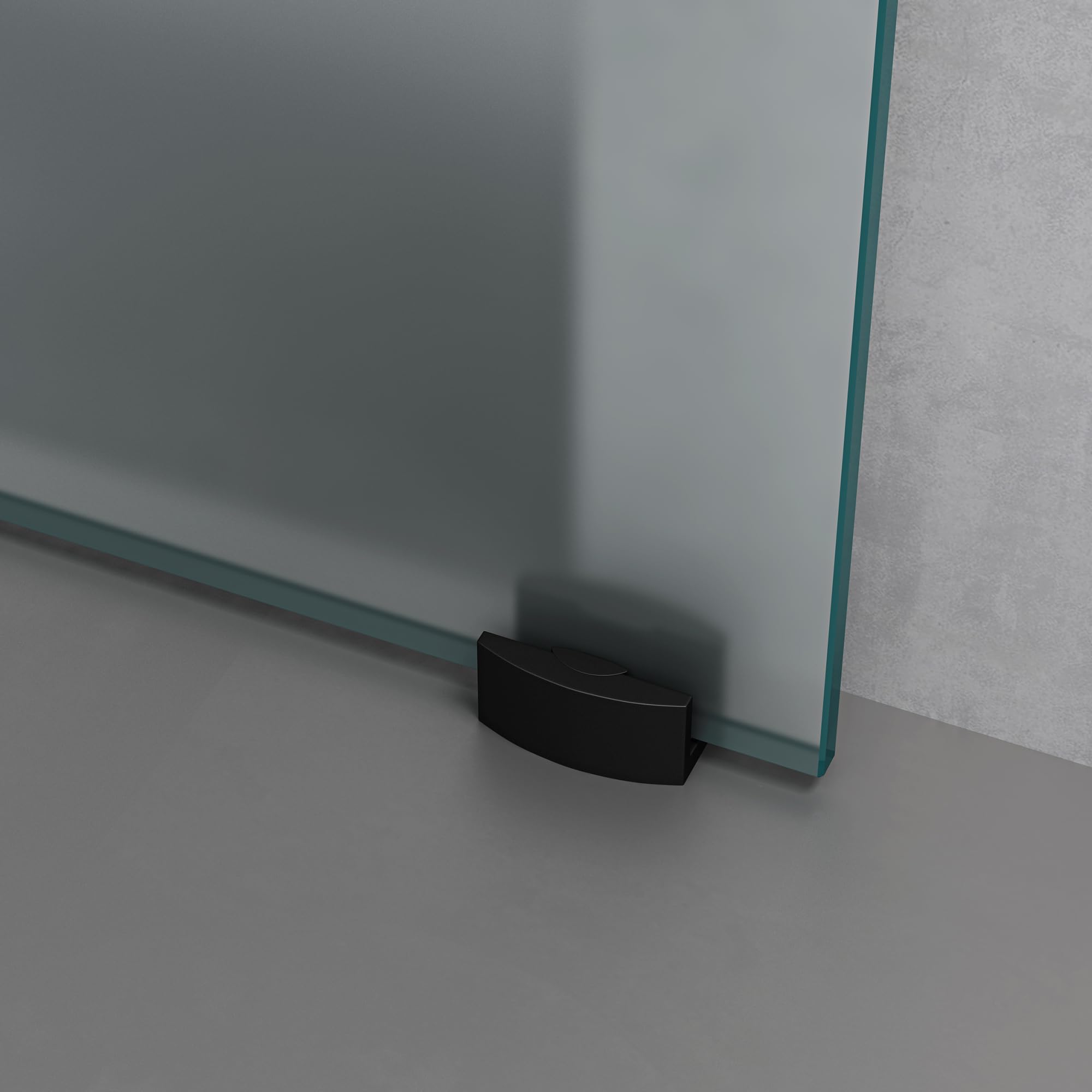 Mai & Mai Porta Scorrevole in Vetro 102.5x215cm, Porta Scorrevole in Vetro Satinato 8mm con Binario e Maniglia Per Asta, Distanza dal Muro 25mm, Nero, Amalfi-plus 14H