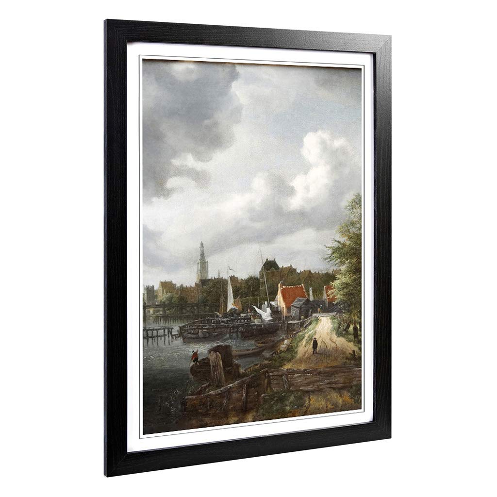 Big Box Art Framed Print of Jacob Ruisdael Amsterdam Landscape Design | Wall Art Picture | Home Decor for Kitchen, Living Room, Bedroom, Hallway, Black, A2 / 24.5x18 Inch / 62x45cm