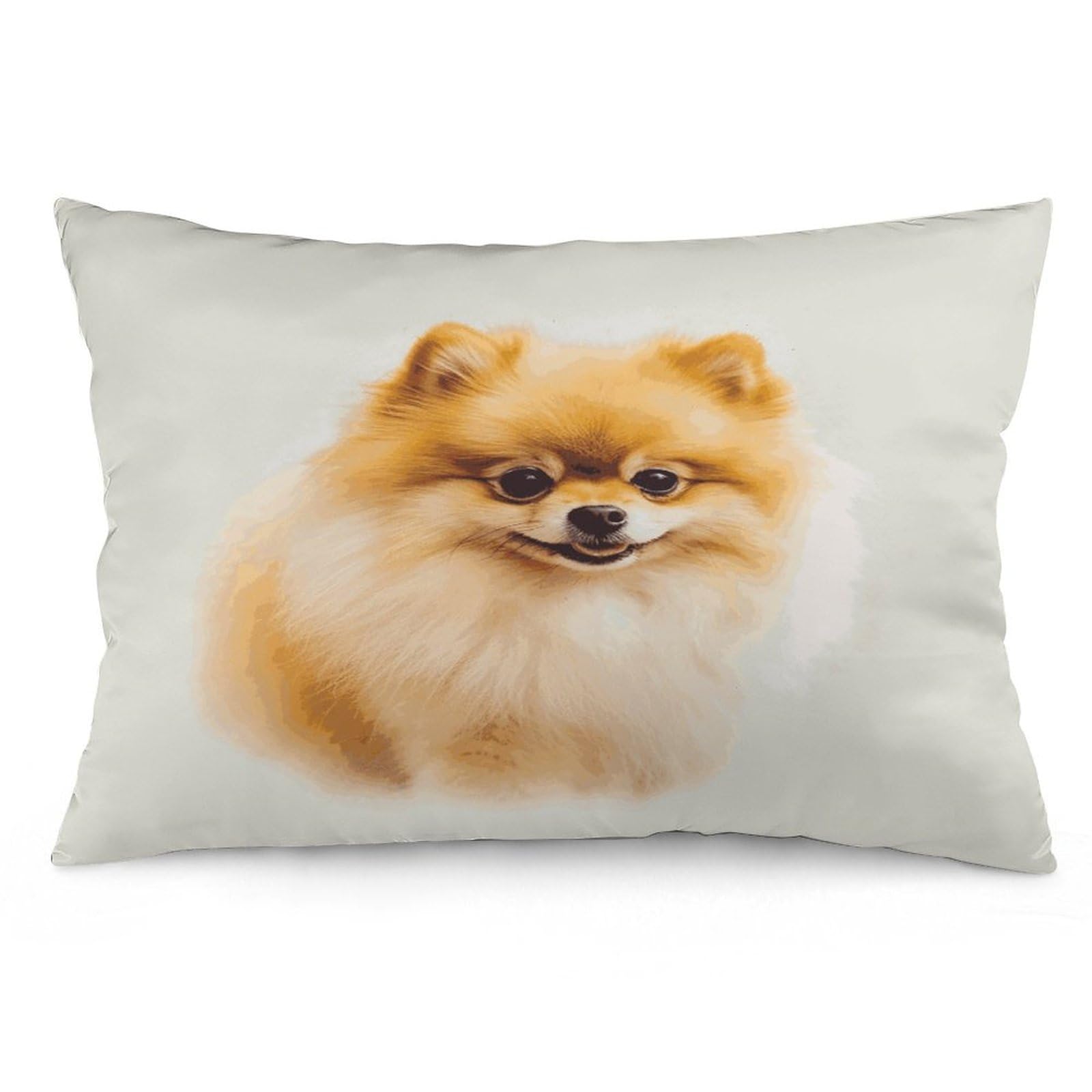 Yellow Pomeranian Throw Pillow Covers with Silent Zipper Polyester Pillow Protectors Removable Pillow Cases Soft Pillowcase Cozy Pillow Sham Cushion Cover for Sofa Car Bed 20"x30"