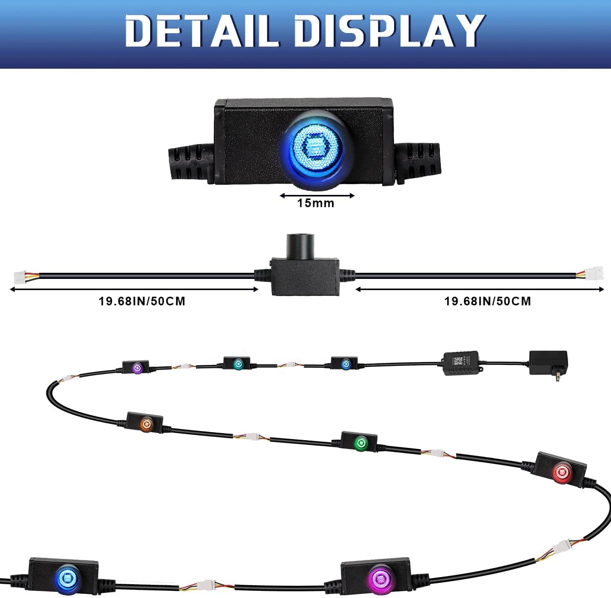 AZIMOM 1600pcs Fiber Optic Hanging Light for Garden Tree Decor Exhibition Indoor Shop Bar Ceiling, 0.03in 8.2ft Flash Point Side Glow Fiber Cable 8Pack Light Source Remote App Control Color Change