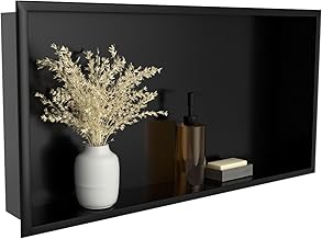 BLYLUND Shower Niche Matte Black NO Tile Needed 12" x 24",Stainless Steel Wall-inserted Niche Recessed Shower Shelf Modern and Elegant Soap Niche Niche de Douche