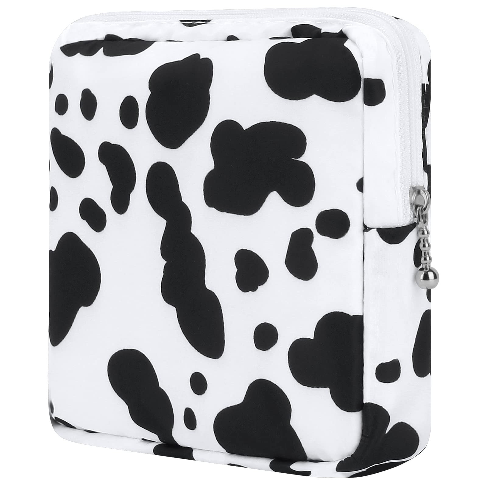 Sanitary Pad Storage Bag Portable Period Bag for Teen Pads/Sanitary Napkins/Small Tampons, Sanitary Napkin Storage Bag First Period Gifts for Teen Girls (Cow)