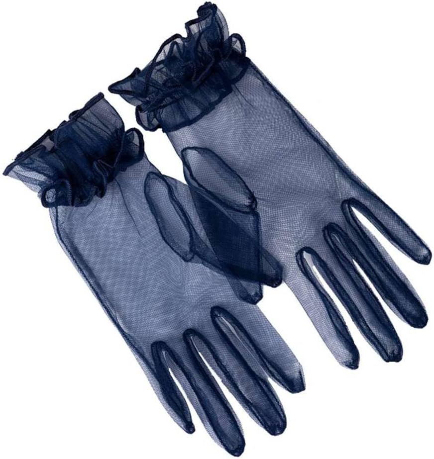 Lace Mesh Gloves for Women Tea Party Accessories Formal Short Sheer Tulle Costume Gloves for Wedding Opera Halloween