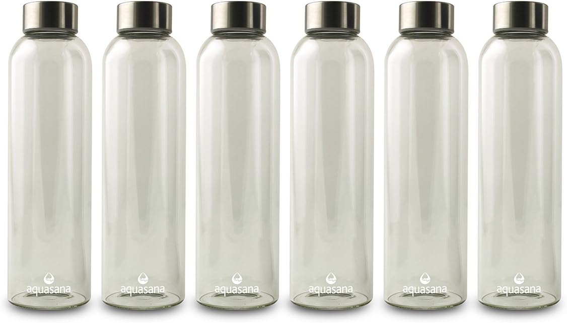 Aquasana AQ-WB-6 Water Bottles Premium Borosilicate Glass (6 Pack)