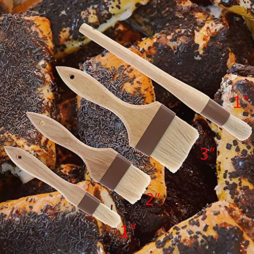 4 Sizes Pastry Brushes Basting Oil Brush Kitchen Brush Barbecue Oil Brush with Boar Bristles and Beech Hardwood Handles for Home Kitchen Cooking Supplies - Thumbnail 5