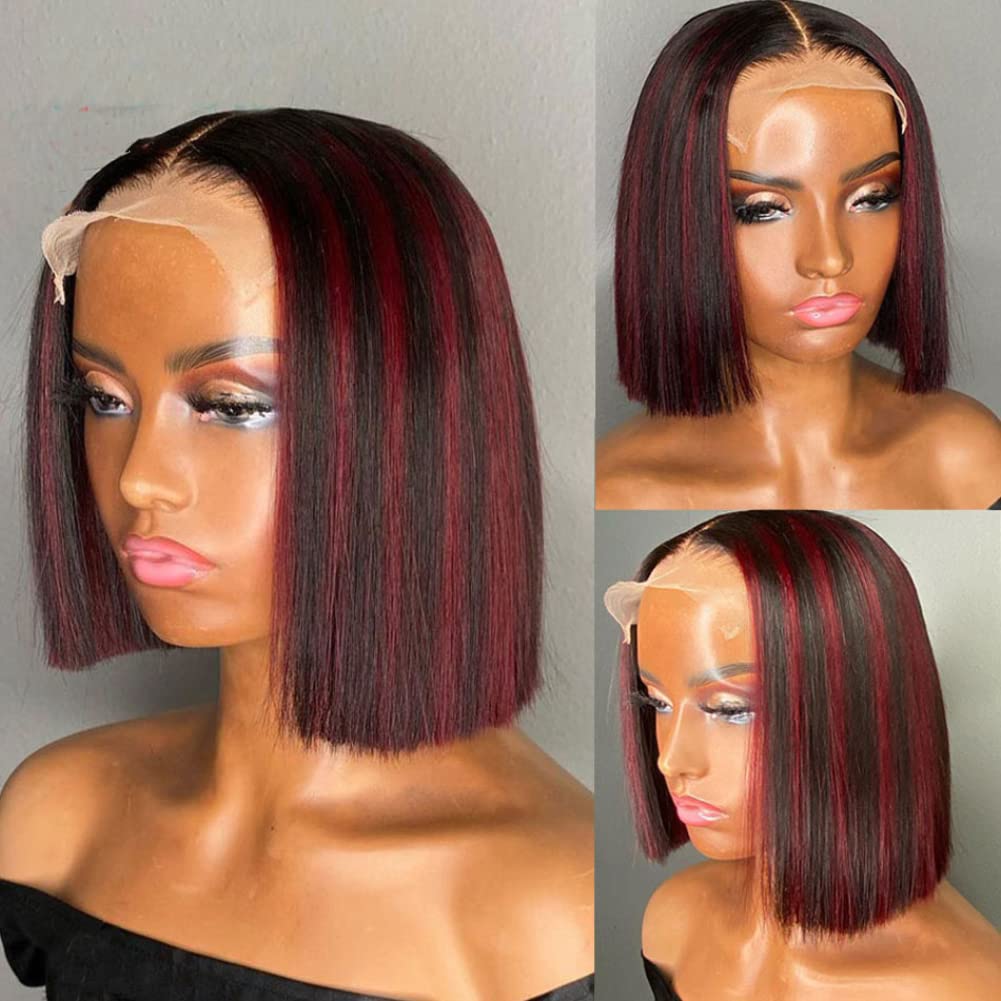 Amazon.com : Anlimer 12A Blunt Cut Bob Lace Front Wigs Human 