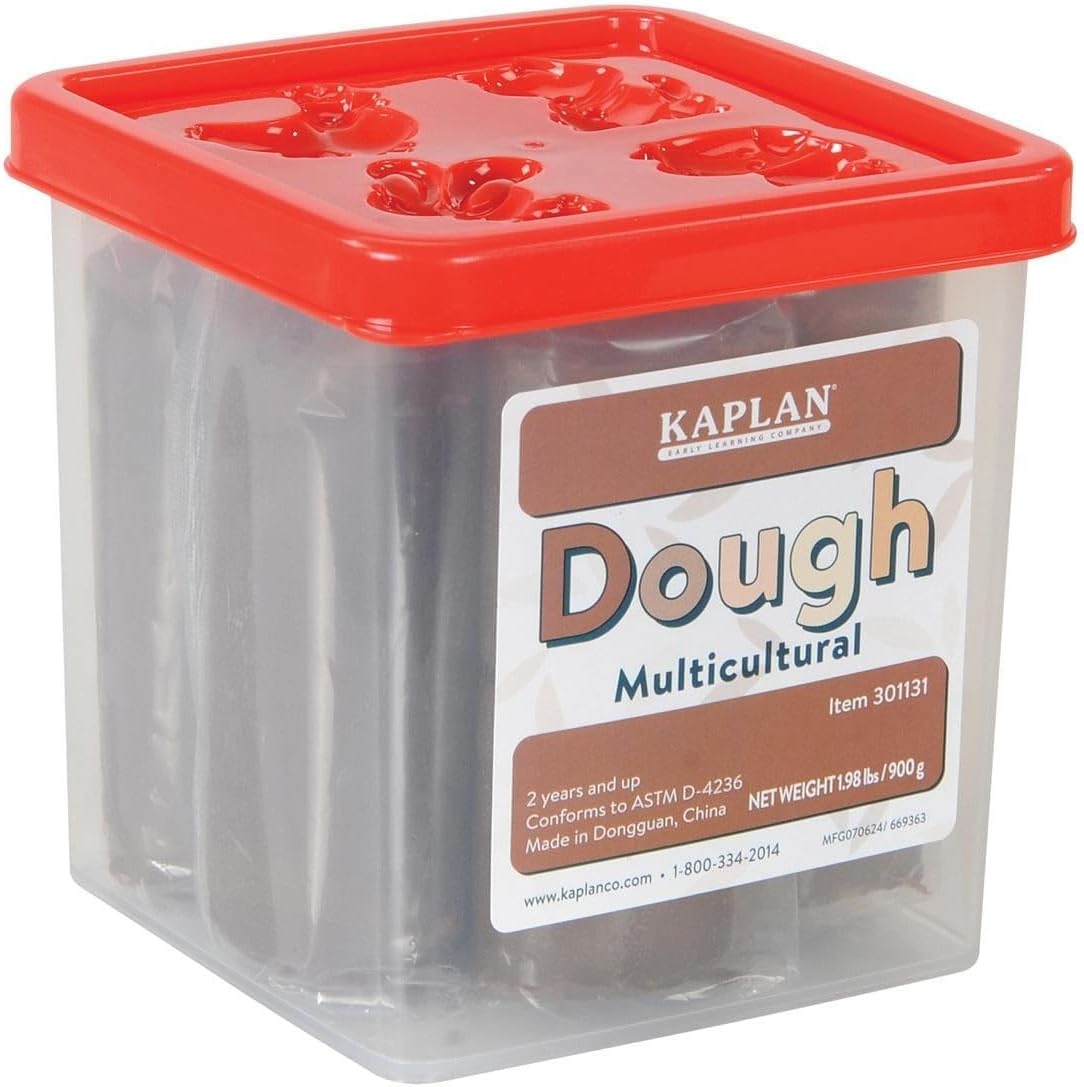 Kaplan Early Learning Multicultural Modeling Play Dough - Set of 6 Skin Tone Colors (1.98 lbs. Each): Beige, Brown, Caramel, Chocolate, Oat, and Warm Peach - For Classroom Art Projects or Craft Activi