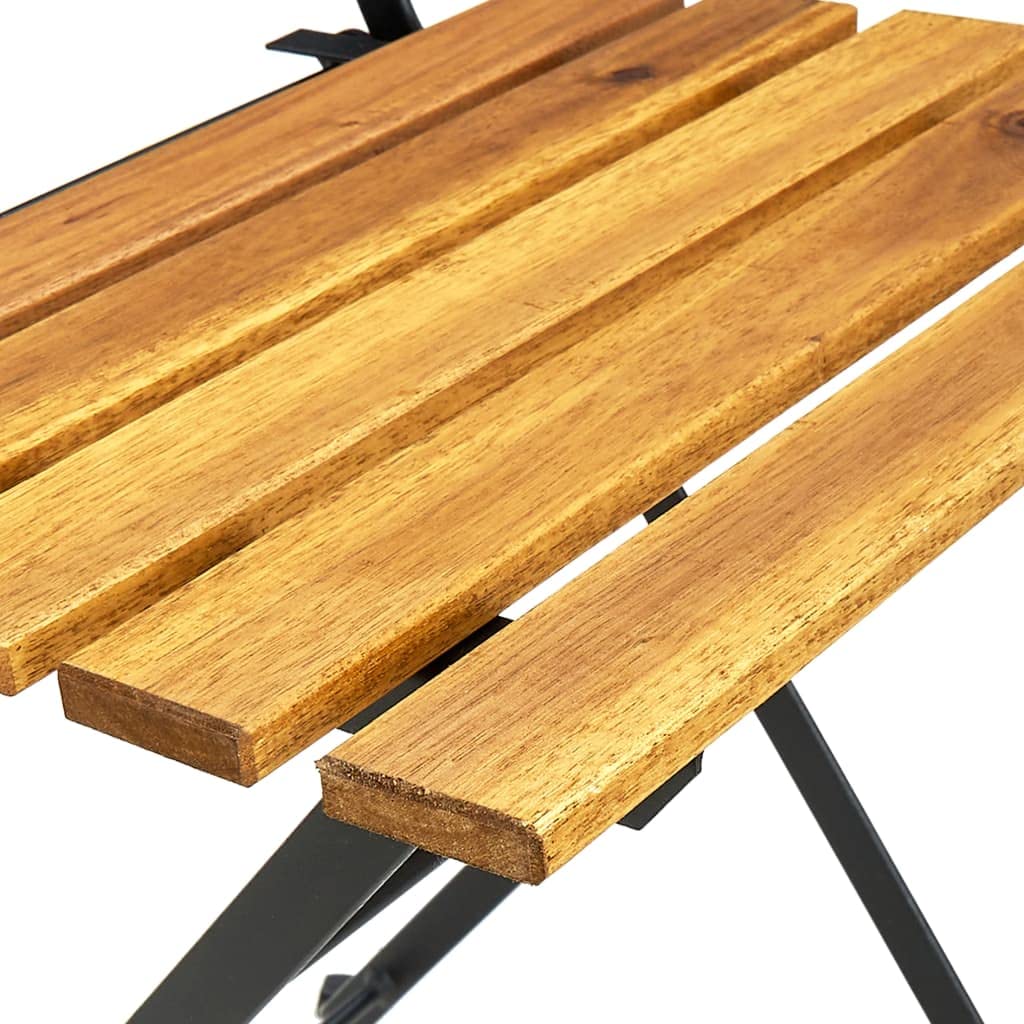 vidaXL 2X Bois d'Acacia Solide Chaises Pliables de Jardin Sièges de Salle à Manger d'Extérieur Chaises de Patio Balcon Terrasse Acier