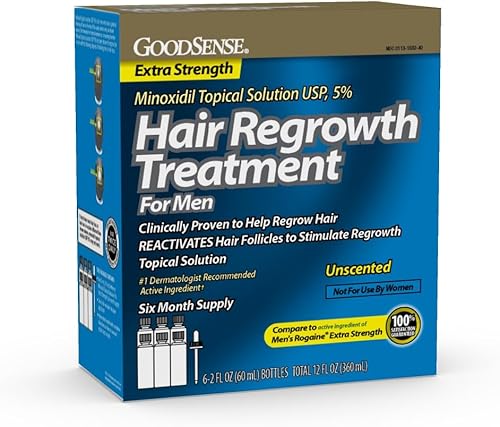GoodSense Minoxidil Topical Solution USP 5 tratamiento de crecimiento del cabello para hombres fuerza adicional 12 onzas lĂquidas GoodSense Minoxidil Topical Solution USP 5 tratamiento de crecimiento del cabello para hombres fuerza adicional 12 onzas lĂquidas