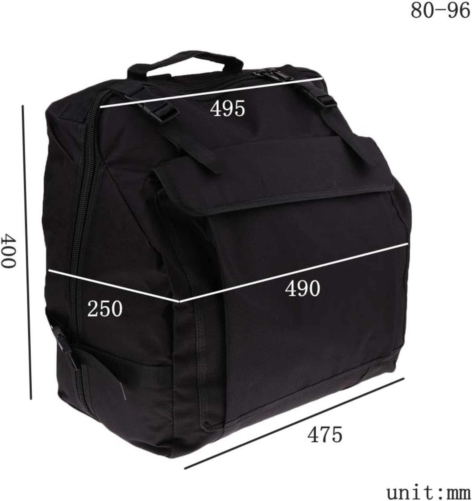 Genérico Sac à dos Oxford noir épais pour accordéon de piano et basse, convient aux accordéons de 80 à 96 pouces.