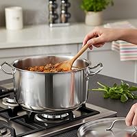 Vista 3 de Olla de acero inoxidable de 15 cuartos de galón con base encapsulada y cubierta - Olla de brasero de alta resistencia para sopa, carne, pan