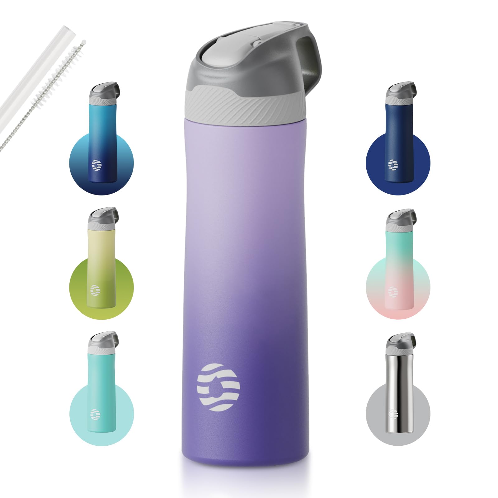 FEIJIAN FJbottle Insulated Water Bottle with Straw Lid 20 oz - 24 oz Double Wall Vacuum Kids Water Bottle Stainless Steel Keeps Hot and Cold for Boys Girls School Sports Travel