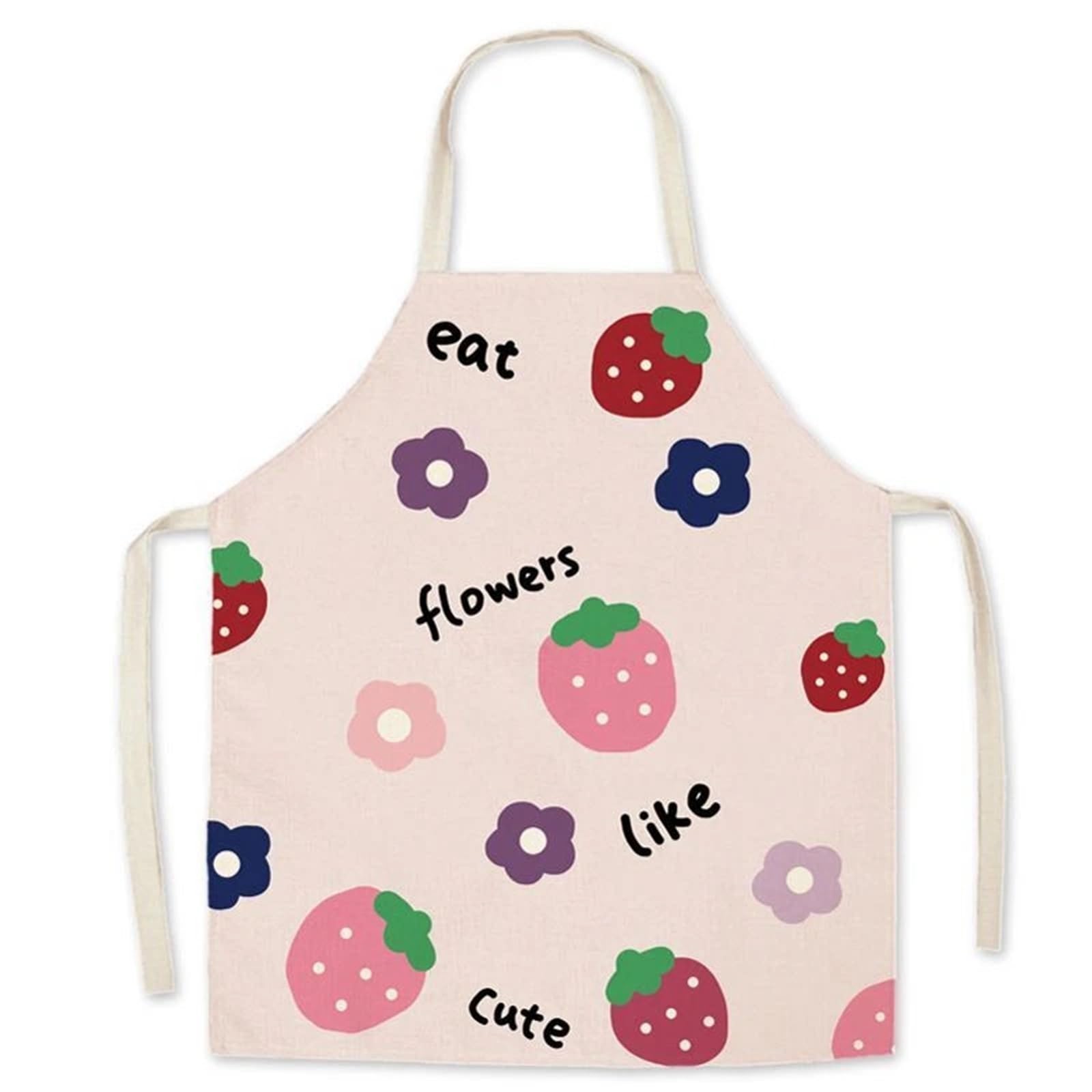 Generico Grembiule con scollo all'americana con stampa di frutta, simpatico design a fragola e pesca per cucina e casa